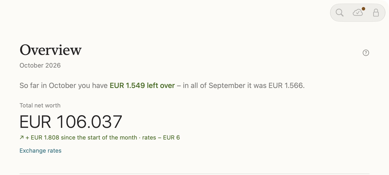 centino overview: money left over and total net worth