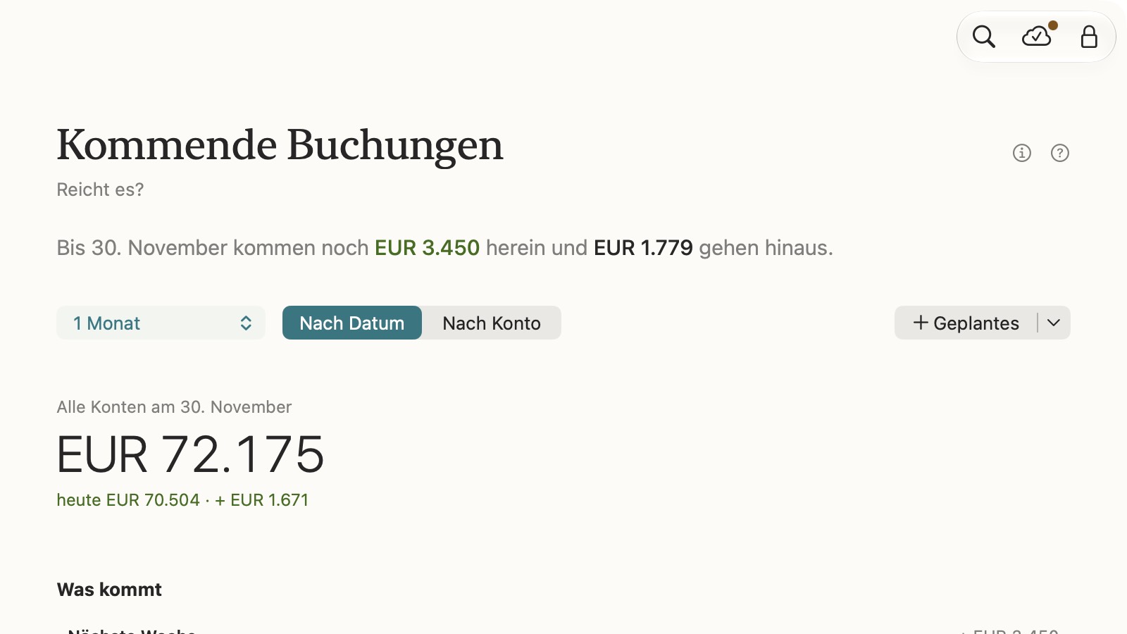 centino, Kommende Buchungen: was bis Monatsende noch kommt